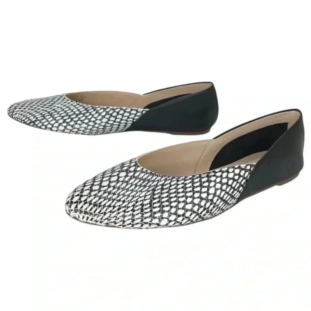 Botkier Britt Womens Flats 5.5M Leather Snake Print Slip On